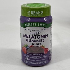 Natures Truth Melatonin Gummies 12mg Vegan Non-GMO 60 gummies
