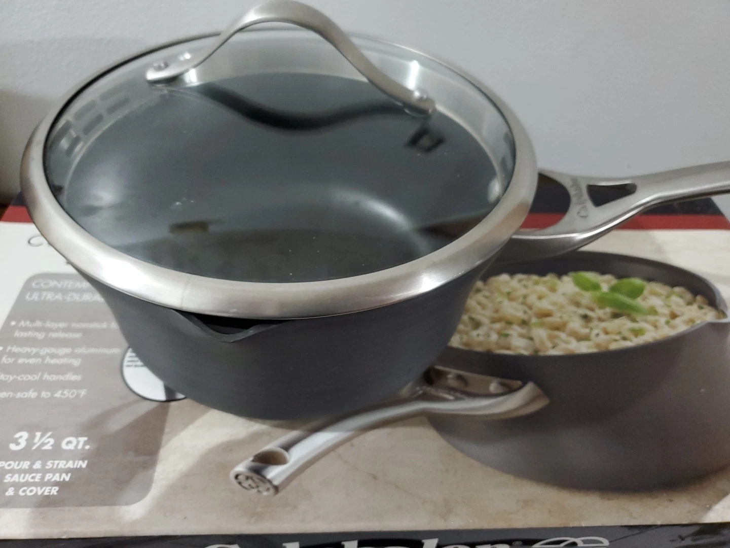 Calphalon Contemporary Nonstick 3.5qt Pour & Strain Sauce Pan & Cover