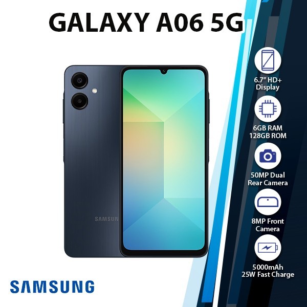 Samsung Galaxy A06 5G Android Cell Phone (BLACK/6GB+128GB/Dual SIM