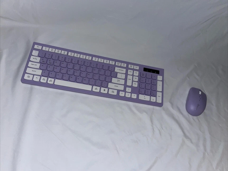 Wireless Keyboard & Mouse Combo | 2.4GHz USB Receiver Purple & White | PC Mac - Image 3 of 4