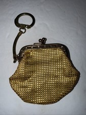 Vintage 2 Toned Gold Mesh Chain Clasp Purse / Small Coin Bag