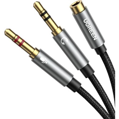 Hochwertiges Y Splitter Kabel 3,5mm aus Nylon mit vergoldeten Steckern - 20cm