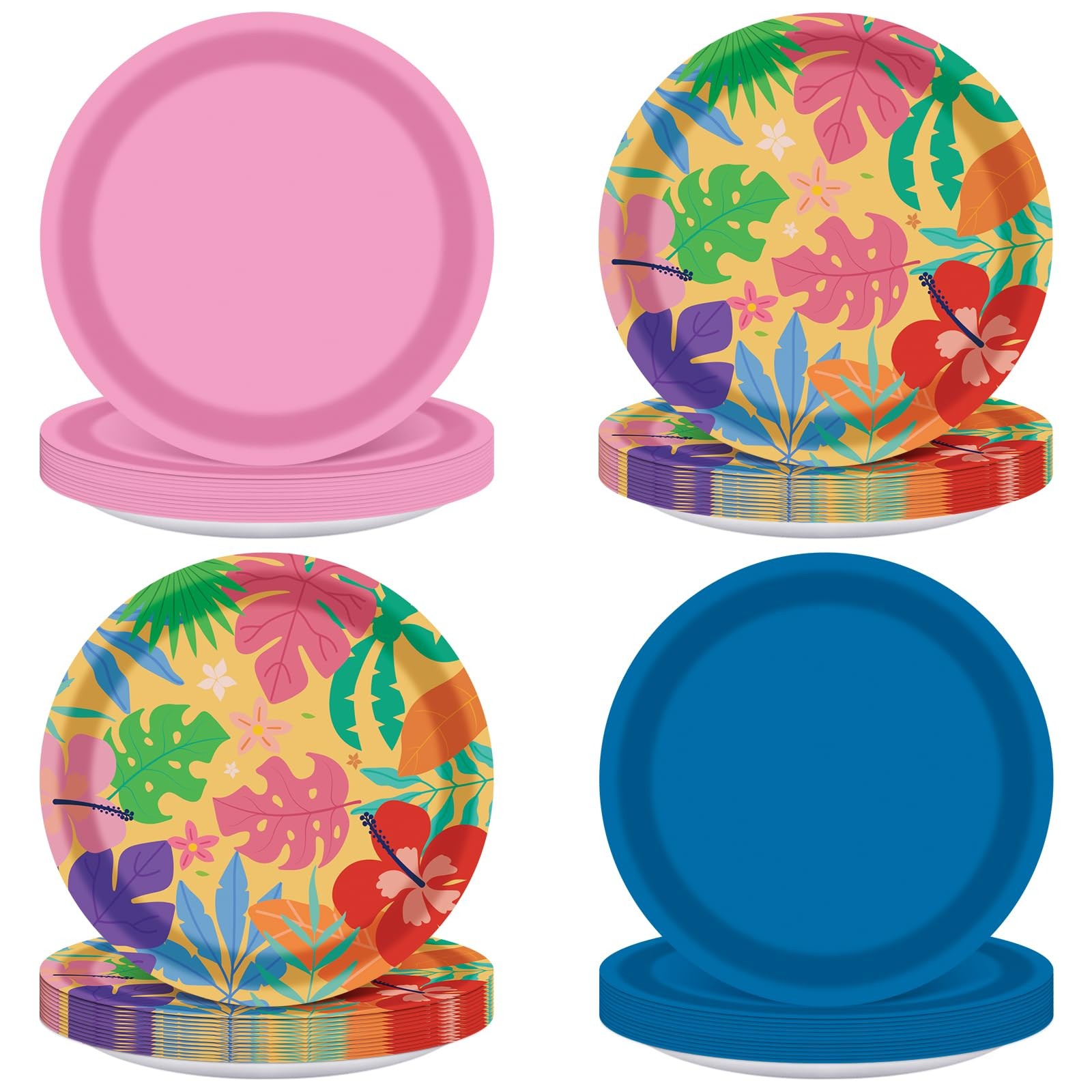 Cartoon Party Supplies 48PCS – 7 Inch Tropical Cartoon Plates for Decorations...