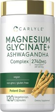 Magnesium Glycinate with Ashwagandha | 2740mg | 120 Capsules | by Carlyle