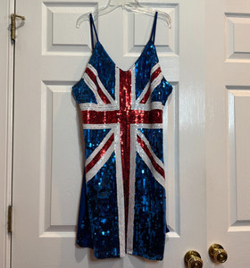 union jack dress sequin Royal Blue Union Jack British Flag Sequin Dress
