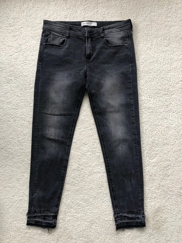Zara Z1975 Jeans Women's Size 6 Skinny Mid/Low Rise Denim Fringe Hem