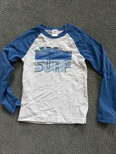 Hanna Andersson Boys Rash Guard Swim Shirt Blue White Surf Graphic Size 8