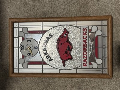 Arkansas Razorbacks Mirrored Bar Wall Clock Za-Meks 10''x17''