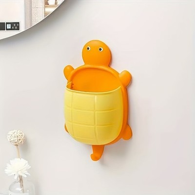 Wall Mounted Holder Cartoon Turtle Toothbrush Bathroom Storage Rack Organizer