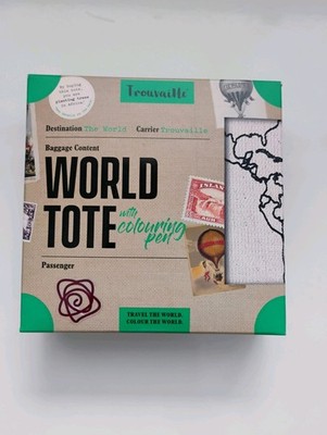 Trouvaille Color The World Travel Tote Bag With Pen NEW IN BOX
