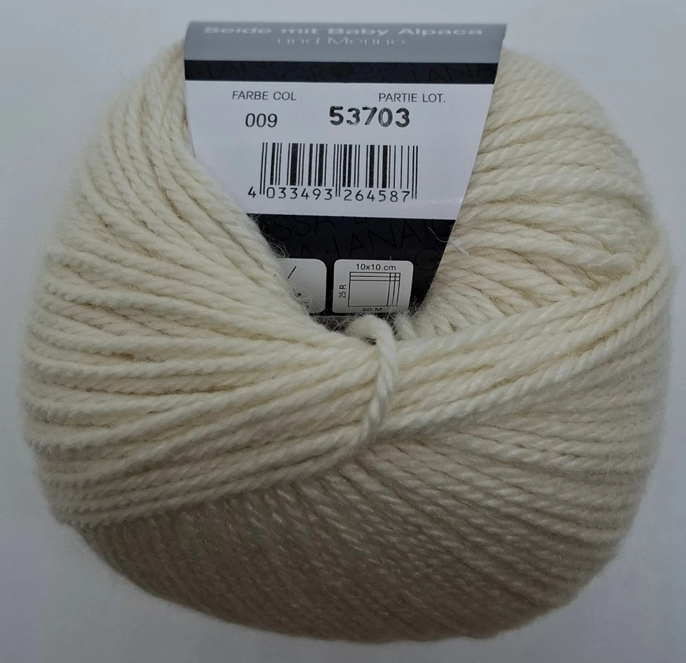 (199 €/kg): 50 g LG  TRE SETA, edel mit Seide und Alpaka, Fb. 009 rohweiß # 7871 - Bild 2 von 3