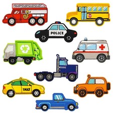 Kids Iron on Patches 9 PCS Cute Truck Car Appliques for Clothes Sew On