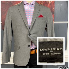 Banana Republic Blazer Jacket Sport Coat Mens 44R Slim Fit Cotton Gray