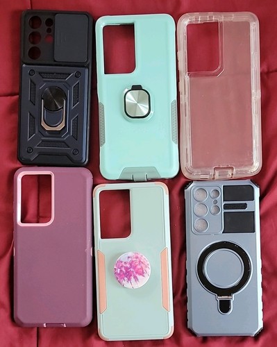 Lot of 6 Samsung Galaxy Back Cases Kickstand Shockproof Assorted Colors