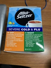 Alka-Seltzer Plus Severe Cold Flu Day Night Powder - 12 Packets Ex 12/2026