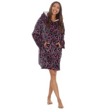 Ladies LEOPARD PRINT Hoodie Blanket Fleece - Oversized - Hooded - Large Pocket
