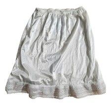 Vintage White Nylon Half Slip Eyelet Lace Trim Petticoat Lingerie Size Small