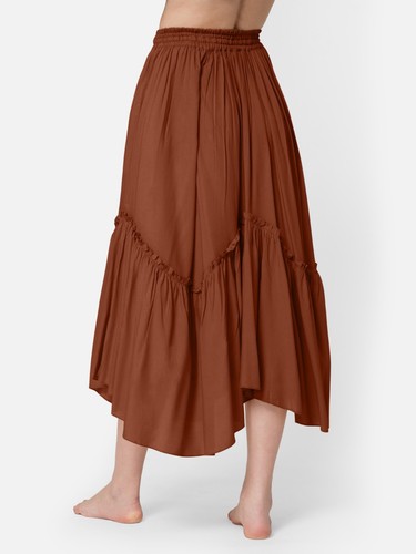 Women's Renaissance Pirate Peasant Medieval LARP High-Low Maxi Skirt with Pocket - Picture 31 of 33