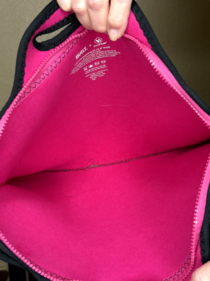 Cartera para Laptop Construida 15.4" Blanco y Negro Floral Bolso con Cremallera con Forro Rosa Foto 4 de 4