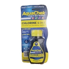 AquaChek 511244A 4-IN-1 Chlorine Swimming Pool and Spa Test Strips- 50 Pack