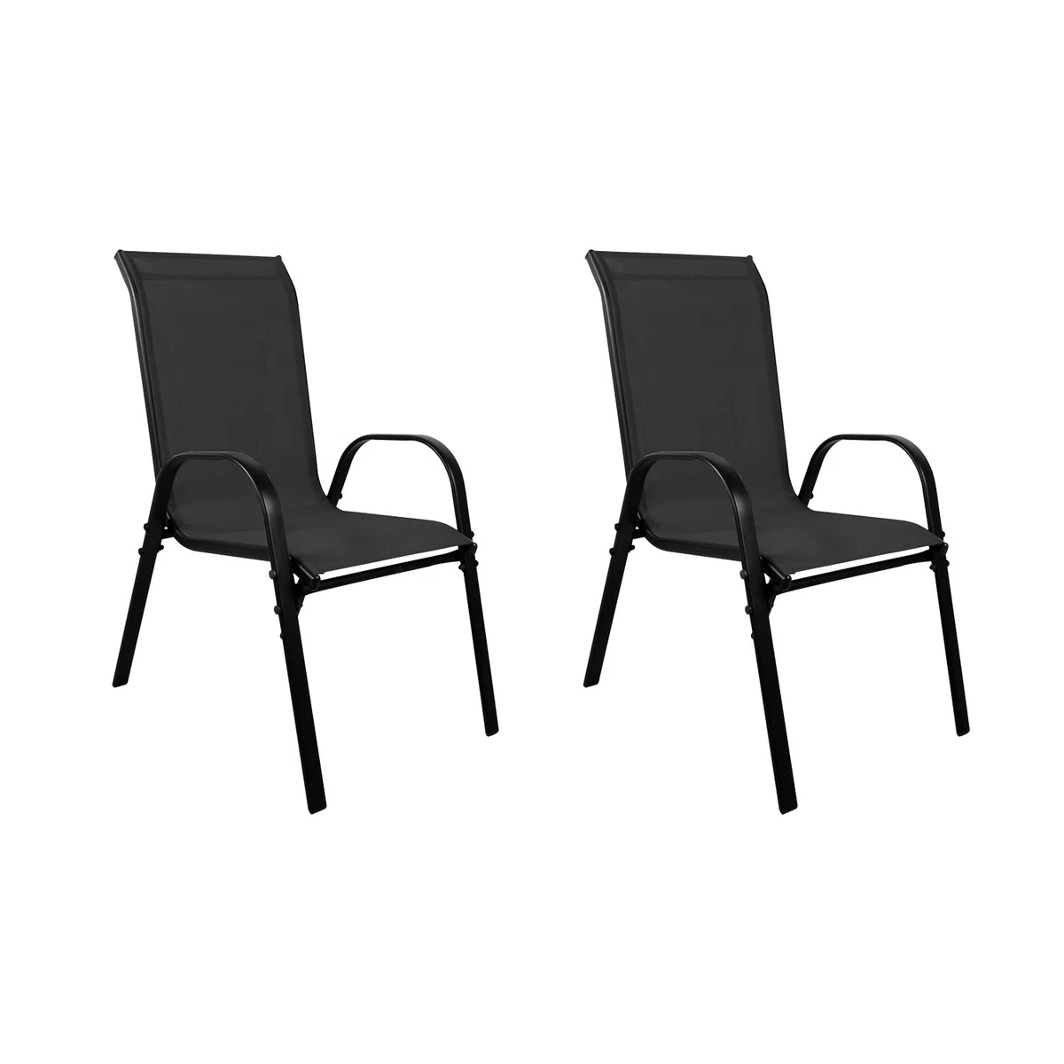 2 uds. Silla apilable XL silla apilable metal negro textiles color negro