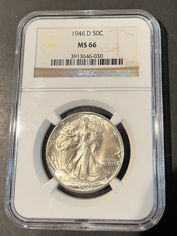 1946-D Silver Walking Liberty Half Dollar NGC MS 66