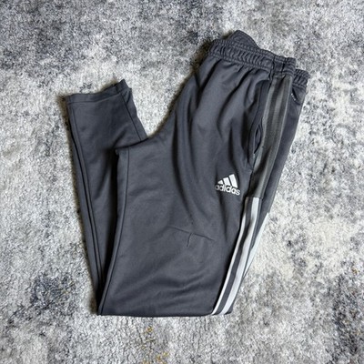 Adidas Mens Primegreen Tiro Track Pants Gray White Stripes Tapered Joggers M