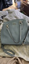 Coach Shoulder Bag Pebbled Light Blue Magnetic Sides.
