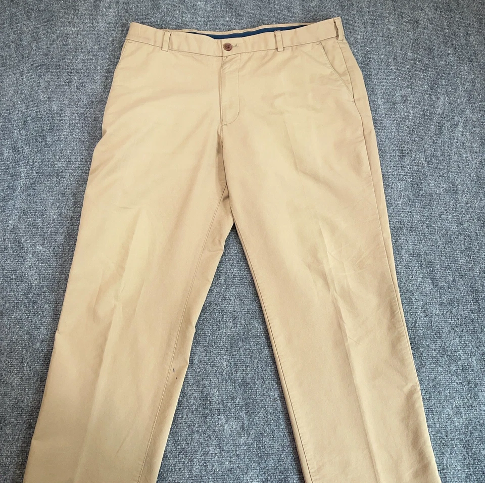 Izod Performance Flat Front Pants Men 36x30 Khaki Straight Fit Preppy Stretch - Image 2 of 4