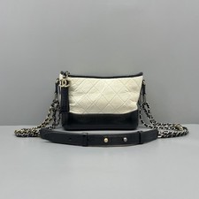Chanel Gabrielle Small Two-Tone White & Black Calfskin Quilted Crossbody Bag