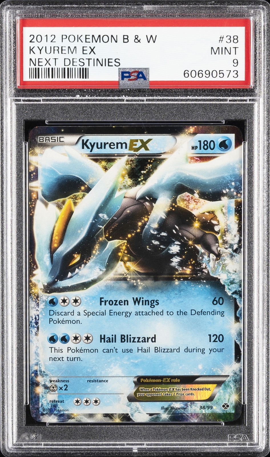 2012 POKEMON BLACK & WHITE NEXT DESTINIES #38 KYUREM EX PSA 9