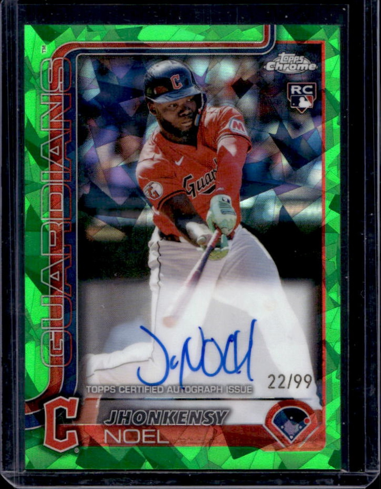 2025 Topps Chrome Sapphire Jhonkensy Noel Rookie Auto RC Green Refractor #22/99