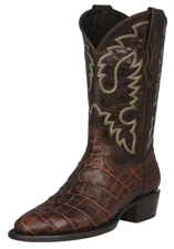Mens Western Cowboy Boot Chedron Alligator Big Belly Pattern Leather Rancho Bota