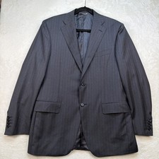 Canali Travel Blazer 38R Black Pinstripe Wool Suit Jacket Business Italy