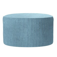Ottomen Cover Round with Elastic Bottom, (Large Size, Dusty Blue)
