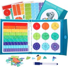 Magnetic Fraction Educational Puzzle 102 Pcs Fraction Tiles  Circles Set 9 Colo