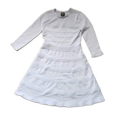 Vince Camuto Heavy Knit Dress Blue Long Sleeve Fit & Flare Knee Length Womens M