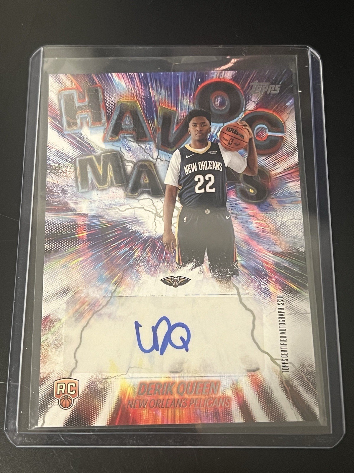 Derik Queen 2025-26 Topps Flagship #HM-DQ Havoc Marks Auto RC Rookie Pelicans