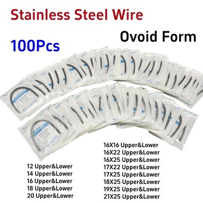 100 Pcs Dental Ortho S.S Arch Wire Round Rectangular Stainless Steel Wires Ovoid