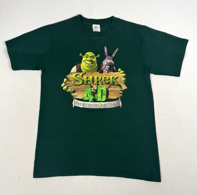 Shrek 4D Universal Studios Vintage Y2K Film T-Shirt grün animiert Herren Small ''