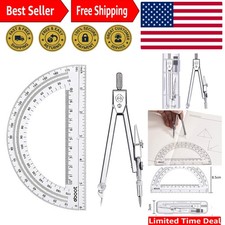 Stainless Steel Compass with Clear Protractor - Essential Geometry Tools