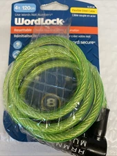 WordLock Resettable Combination Cable Lock 4 ft x 8 mm, Neon Green