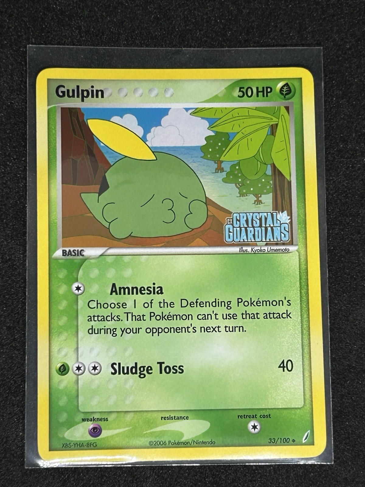 Pokemon Card - Gulpin Crystal Guardians 33/100 Reverse Holo Stamped