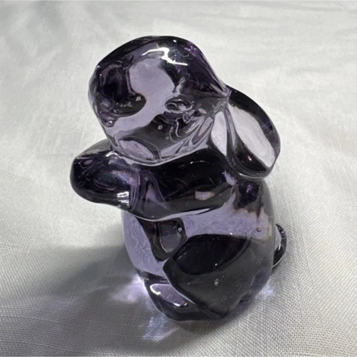 Vintage Murano Purple Hand Blown Glass Rabbit Figurine  Collectible