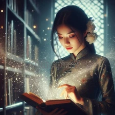 Digital Image Picture Photo Wallpaper Background Desktop Art Woman Book #A325