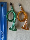 Vintage German Blown Glass Horn Christmas Ornaments Green Gold Set of 2 — photo 1