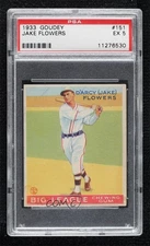 1933 Goudey Big League Chewing Gum R319 Jake Flowers #151 PSA 5 Rookie RC