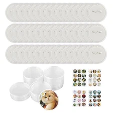 48 Pack 2 Inch Clear Button Pins, Acrylic, Blank, 48 Parts, Badge Maker DIY