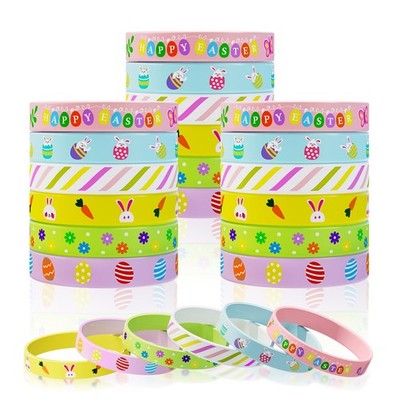 Easter Rubber Bracelets for Kids 30PCS Easter Basket Stuffers Egg Fillers Sil...