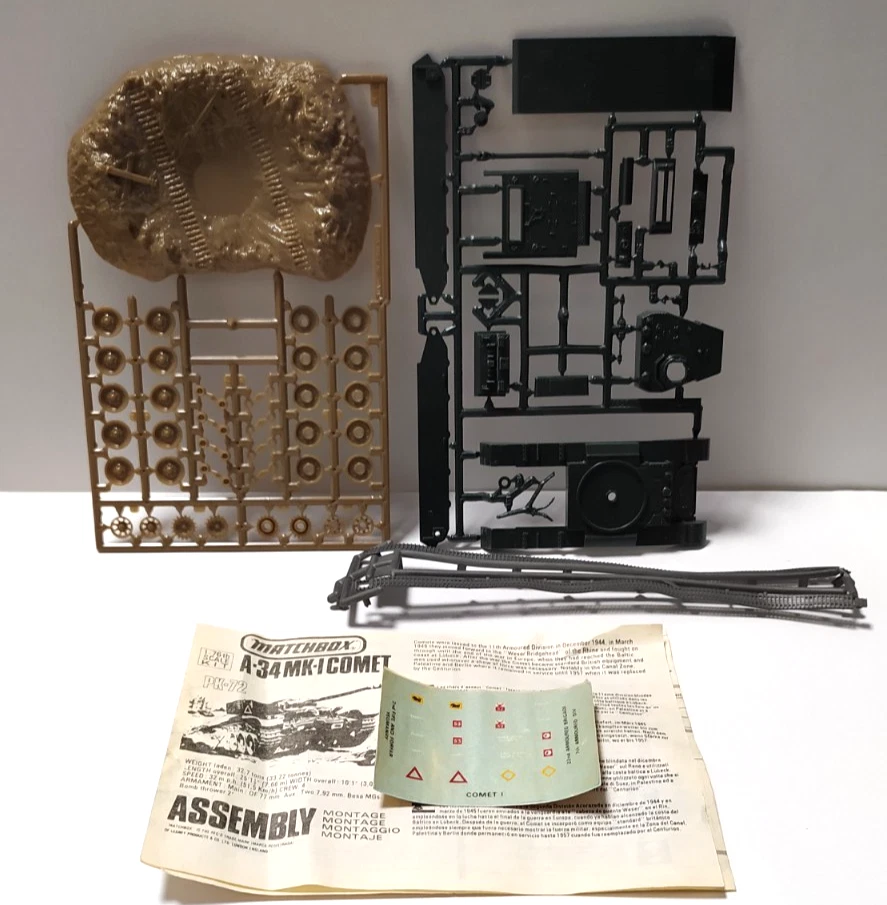 MATCHBOX USATO 1:76 KIT CARRO ARMATO A-34 MK-1-COMET PK-72 - Immagine 3 di 3